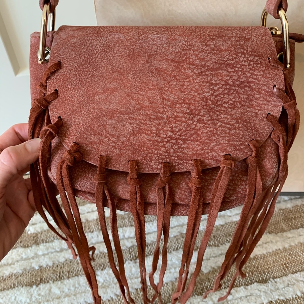 Free people beautiful boho suede fringe crossbody
